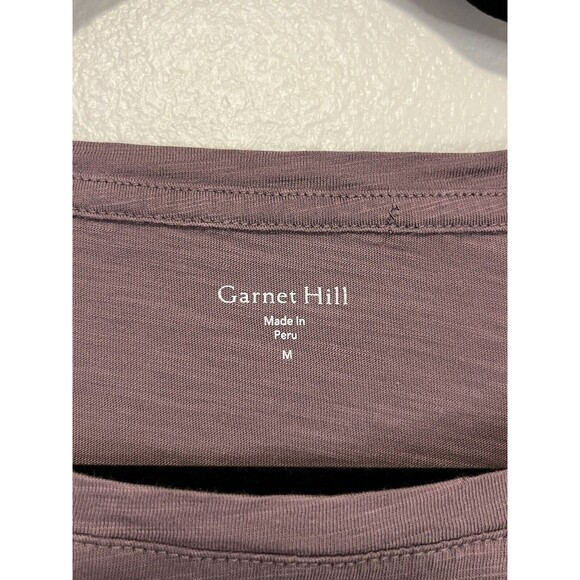 Garnet Hill Top Size Medium Blouson Sleeve Cropped Boxy Tee Mauve Pima Cotton - Picture 3 of 8
